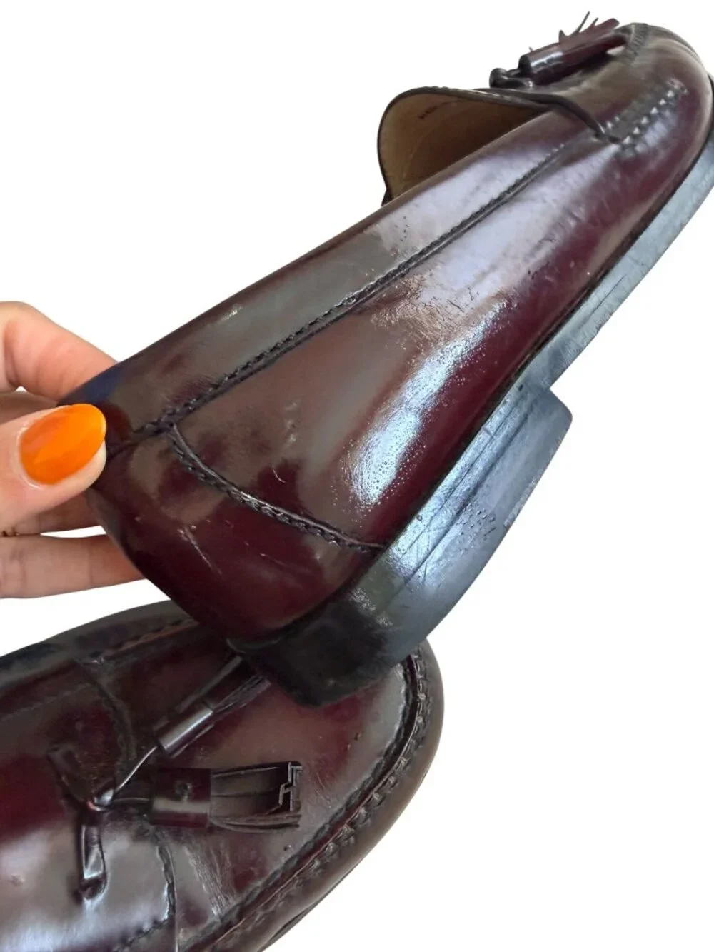 COLE HAAN City Men’s Vintage Brown Burgundy Leather Tassle Loafers Dress Shoes S